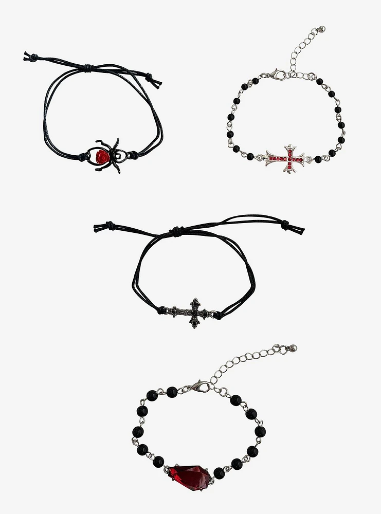 Cosmic Aura Rose Spider Cross Bracelet Set