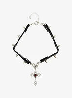 Social Collision Gem Filigree Cross Choker