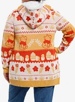 Disney Winnie The Pooh Hunny Fair Isle Sherpa Girls Cardigan Plus