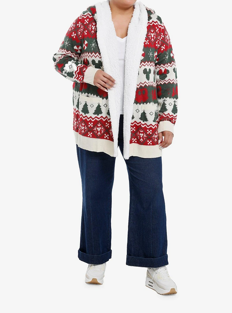 Disney Mickey Mouse & Minnie Fair Isle Sherpa Girls Cardigan Plus