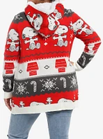 Peanuts Snoopy Fair Isle Sherpa Girls Cardigan Plus