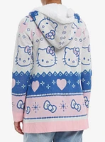 Hello Kitty Pastel Fair Isle Sherpa Girls Cardigan