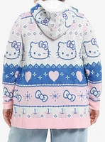 Hello Kitty Pastel Fair Isle Sherpa Girls Cardigan Plus