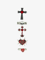 Social Collision Heart Cross Ring Set