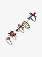 Social Collision Heart Cross Ring Set