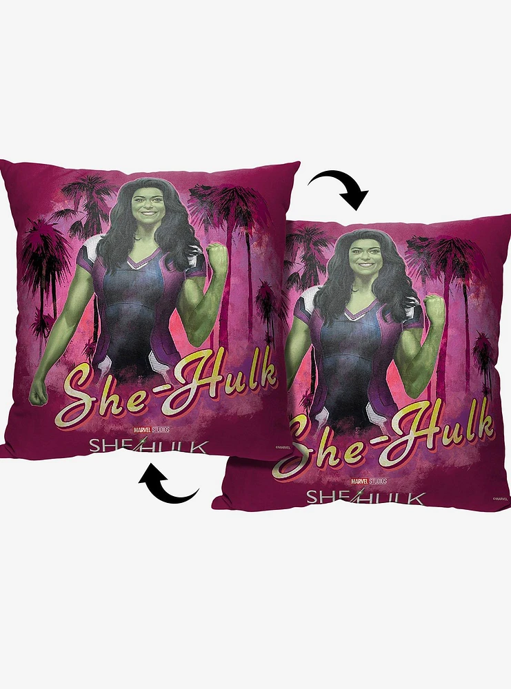 Marvel She Hulk Palm Tree Paradise Printed Throw Pillow