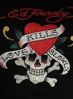 Ed Hardy Love Kills Slowly Rhinestone Girls Crop Tank Top