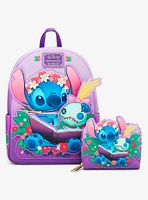 Loungefly Disney Lilo & Stitch Scrump & Stitch Reading Floral Mini Backpack - BoxLunch Exclusive