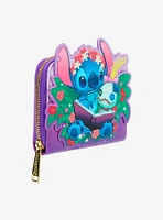 Loungefly Disney Lilo & Stitch Scrump & Stitch Reading Floral Small Zip Wallet - BoxLunch Exclusive