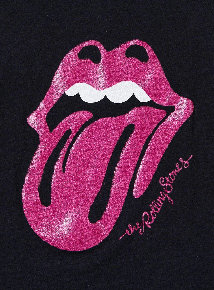 The Rolling Stones Glitter Logo Boyfriend Fit Girls T-Shirt