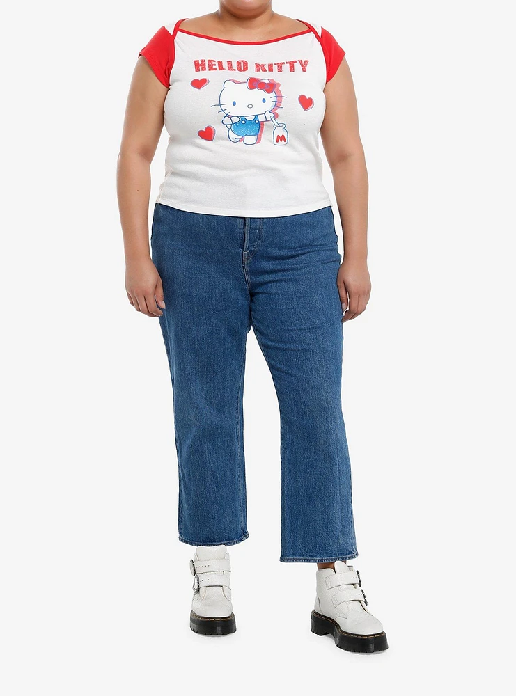 Hello Kitty Boatneck Girls Raglan Top Plus