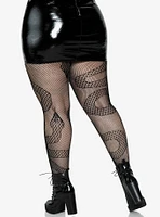 Snake Net Tights Black Plus Size