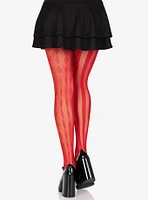 Harlequin Net Tights Red