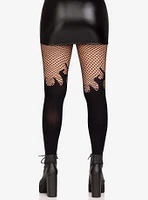 Opaque Flame With Fishnet Top Tights