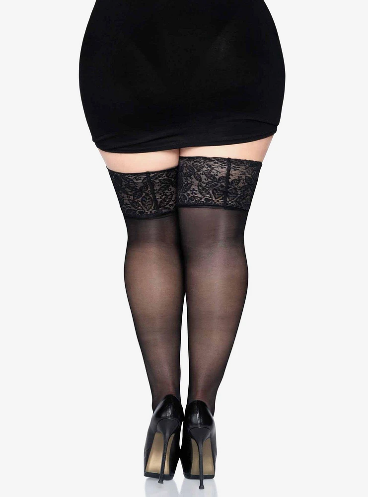 Lace Lycra Sheer Stay Up Thigh Highs Plus Size