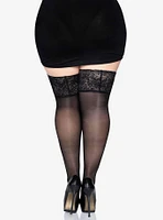 Lace Lycra Sheer Stay Up Thigh Highs Plus Size