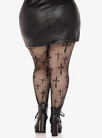 Worship Me Cross Net Tights Plus Size