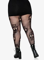 Sugar Skull Net Tights Plus Size