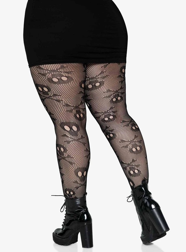 Pirate Skull Net Tights Plus Size