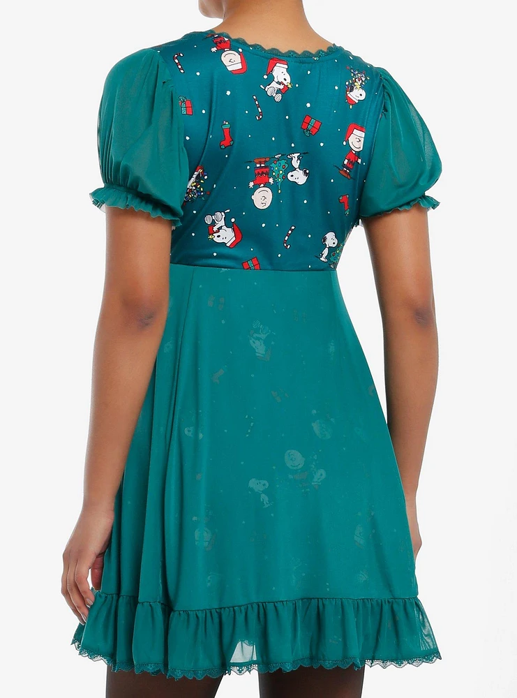 Peanuts Characters Holiday Mesh Dress