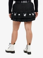 Kuromi Rhinestone Pleated Denim Skirt With Belt Plus