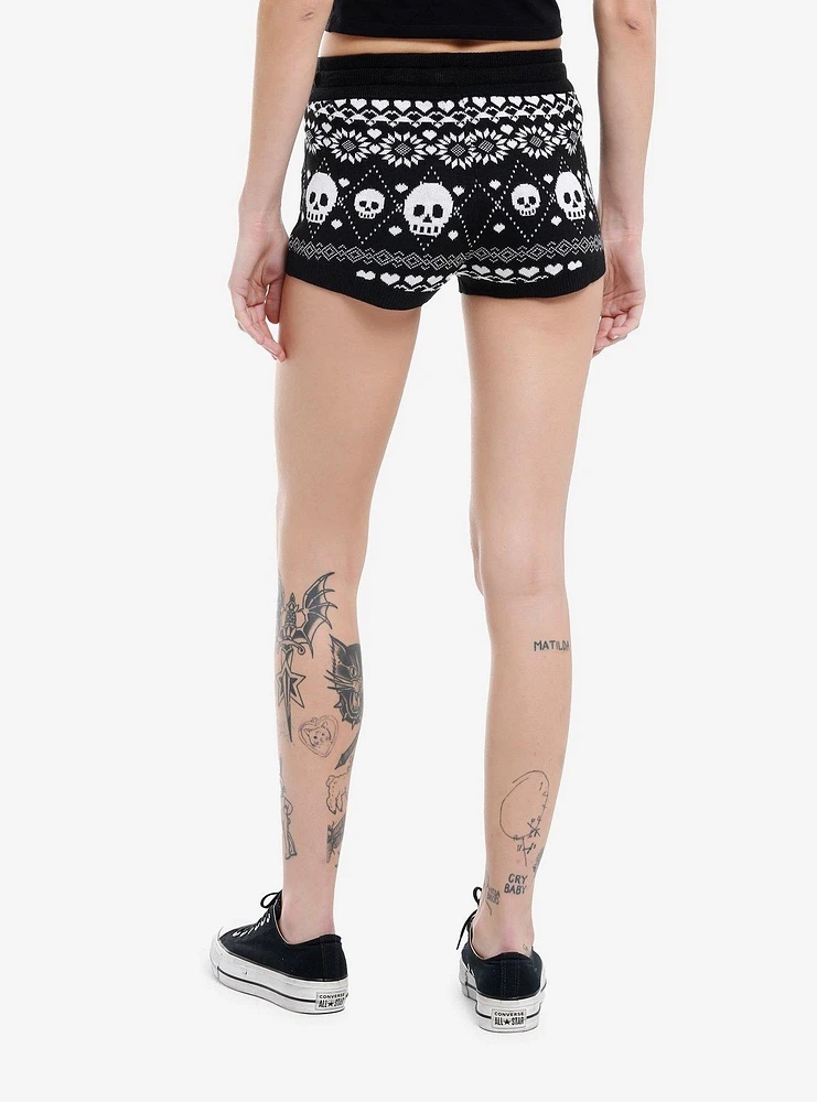 Skull Fair Isle Knit Shorts