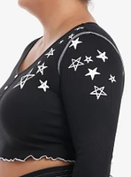 Black & White Scribble Stars Girls Lounge Set Plus