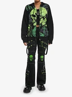 Social Collision Green Skull Chaos Girls Hoodie