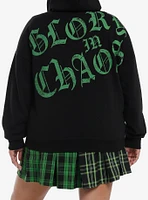 Social Collision Green Skull Chaos Girls Hoodie Plus