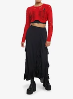 Social Collision Red Distressed Bolero Girls Crop Shrug