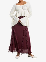 Thorn & Fable Cream Ruched Peasant Top