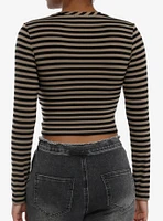 Social Collision Brown & Black Stripe Star Girls Long-Sleeve Top