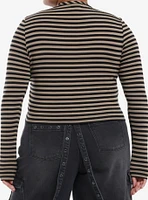 Social Collision Brown & Black Stripe Star Girls Long-Sleeve Top Plus