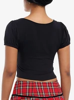 Social Collision Black & Red Lace Girls Crop Top