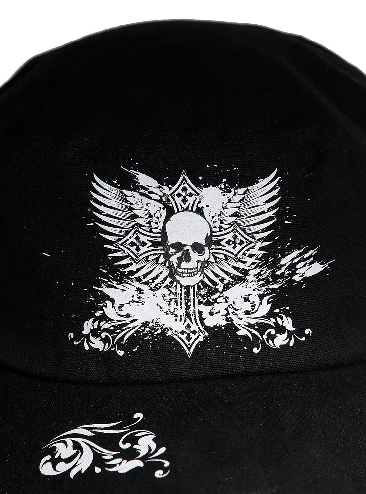 Grunge Skull Cross Cadet Hat