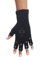 Hardware Cross Fingerless Gloves