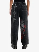 Skull Faded Dark Wash Lounge Pants