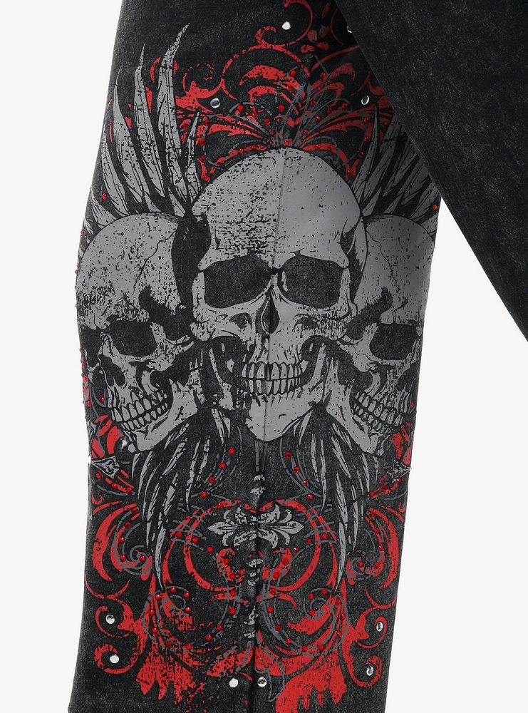 Skull Faded Dark Wash Lounge Pants