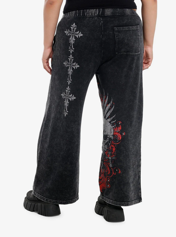 Skull Faded Dark Wash Lounge Pants Plus