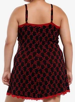 Social Collision Red Bow & Lace Black Cami Dress Plus