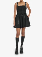 Social Collision Black Grommet Buckle Dress