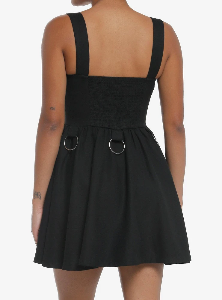 Social Collision Black Grommet Buckle Dress