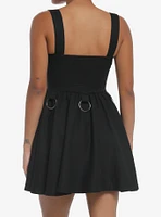 Social Collision Black Grommet Buckle Dress