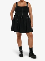 Social Collision Black Grommet Buckle Dress Plus