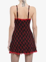 Social Collision Black & Red Bow Lace-Up Dress