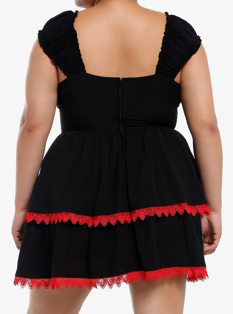 Social Collision Black & Red Bow Lace-Up Dress Plus