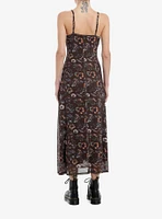 Thorn & Fable Brown Mushrooms Flowers Maxi Dress