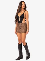 Ainsley Lace Up Faux Leather Mini Skirt