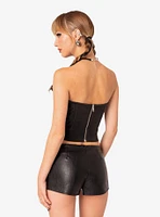 Edikted Wilde Lace Up Faux Leather Corset Top