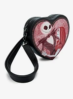 Loungefly The Nightmare Before Christmas Jack & Sally Heart Figural Crossbody Bag